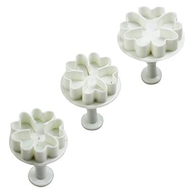 Imagem de 3PCS Cortador de Biscoito Massa Açúcar Flor Coração Plunger Ferramenta Decoração para Artesanato Bolo DIY
