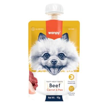 Imagem de Petisco para Cães Wanpy Sachê Creamy Cremoso Carne, Cenoura e Ervilha 90g Natural, Rico em Vitaminas Sem Corantes Truly