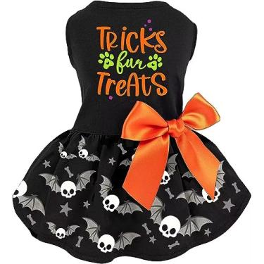 Imagem de Vestido de Halloween para cães, roupas de algodão para gatos, saia de caveira para meninos e meninas, filhotes, animais de estimação, cachorrinho