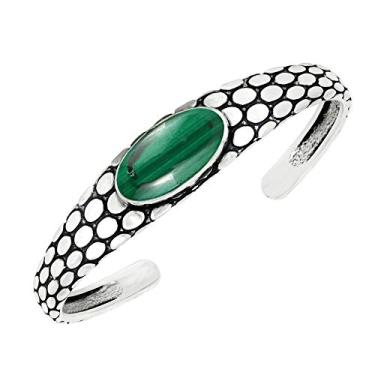 Imagem de Bracelete feminino com pedra da lua natural labradorita lápis-turquesa 10 x 20 mm com sobreposição de prata 925 feita à mão Verde