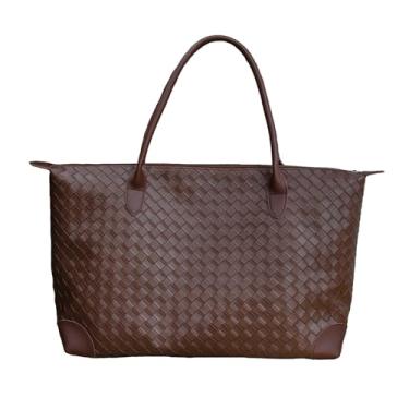 Imagem de Sacola grande de tecido para mulheres, bolsa de couro vegano (marrom)