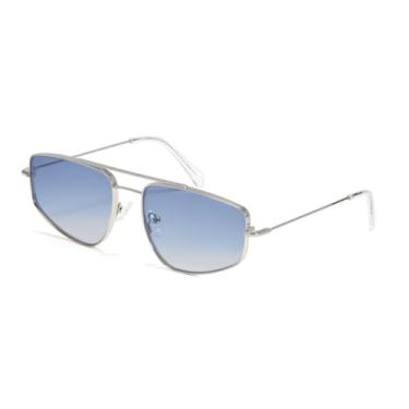 Imagem de HCPIHF Óculos de sol geométricos de metal masculino, lentes degradê, proteção UV (azul arma)