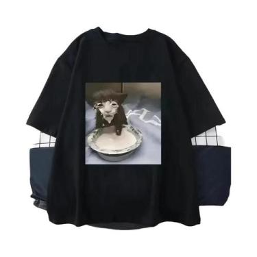 Imagem de Camiseta Unissex Oversized Com Estampa Engraçada De Meme De Gato, Algo