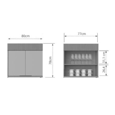 Imagem de Armário Aéreo Cozinha Nesher Realeza 2 Porta 80cm Carvalho/titânio