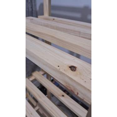 Imagem de Arara de Roupas de Madeira Pinus com Três Níveis, Natural, 170x120x31 cm, Organizador para Quarto e Closet, Estilo Minimalista, Autoportante