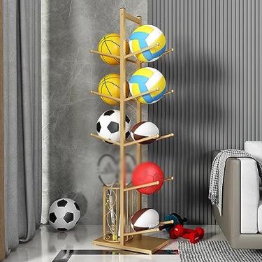 Imagem de ZDJZMGZ Rack de armazenamento de bola de basquete com cesta de equipamentos de bola esportiva adequado para escolas, academias, ouro - 2 cestos capacidade 7