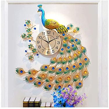 Imagem de U5GAAALPPQ9 Relógio de pavão atmosférico moderno, estilo europeu, sala de estar, relógio de parede