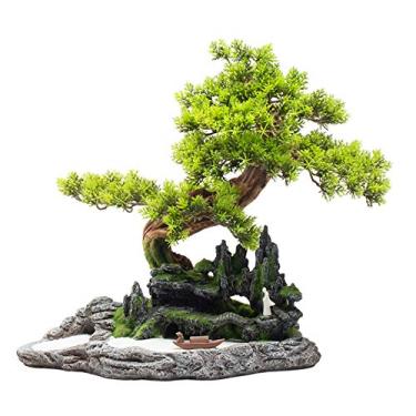 Imagem de Plantas artificiais, árvore de bonsai artificial, decoração de plantas artificiais em vaso, plantas de casa com base artificial vívida para decoração de casa, exibição de mesa, decoração de jardim zen