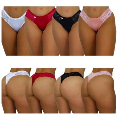 Imagem de Kit 10 Calcinhas tanga fio poliéster Maravilha laterais de renda femin