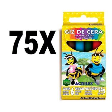 Imagem de Giz De Cera 6 Cores 24g Acrilex Kit 75 Caixas