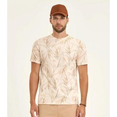 Imagem de Camiseta Masculina Manga Curta Meia Malha Diametro Bege, G, Bege