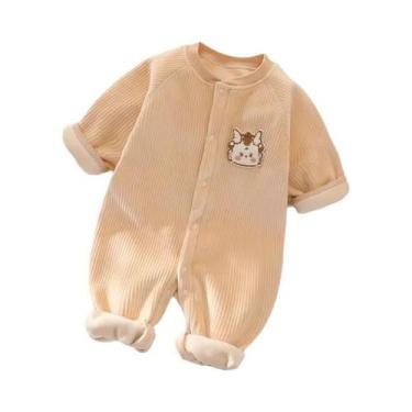 Imagem de Macacão De Fleece Dupla Face Para Bebês Meninos E Meninas, Manga Longa