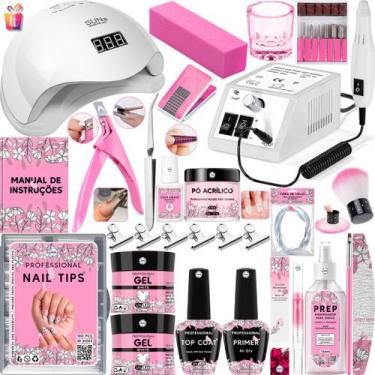 Imagem de Kit Unha Gel Acrigel Fibra Para Iniciantes Completo Cabine Sun 5 estuf