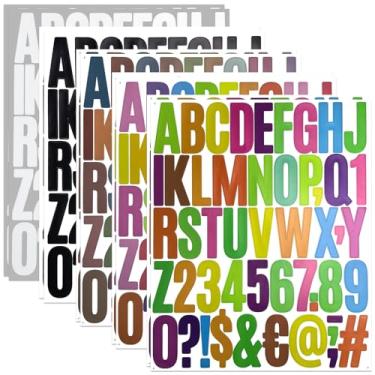 Imagem de Adesivos de letras de 5 cm, 490 peças de adesivos com símbolo de número do alfabeto para álbuns, placa, garrafa de água, caixa de correio, adesivos autoadesivos de letras de vinil para artes e