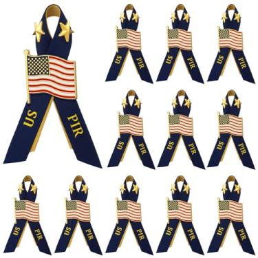 Imagem de Dingion 24 peças de alfinete de formatura azul marinho fita pir presentes da marinha mini bandeira americana decoração para homens mulher cerimônia de formatura acessório decoração EUA Memorial