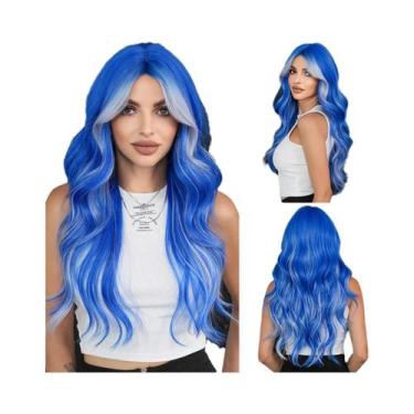 Imagem de Peruca Sintética Azul Com Ondas Corporais Para Mulheres, Comprimento M