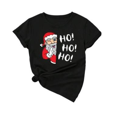 Imagem de Camiseta Gráfica De Natal Para Mulheres Com Estampa De Papai Noel, Est