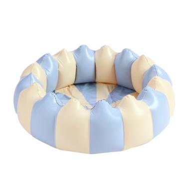 Imagem de Piscina inflável infantil, piscina portátil | Brinquedo aquático listrado retrô com economia de espaço, 119 x 119 x 29 cm para recreação de jardim e quintal