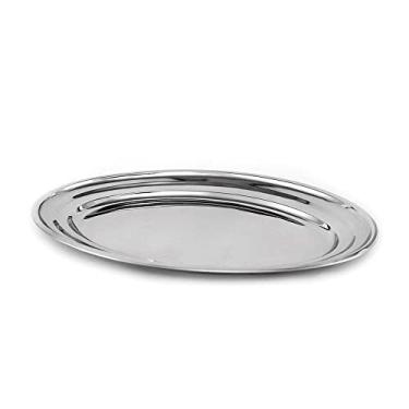 Imagem de Travessa Oval Rasa Tradicional Aço Inox Gourmet Mix Prata 35 Cm