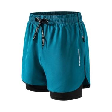 Imagem de Shorts De Fitness Masculinos 2 Em 1 De Secagem Rápida Para Corrida E T