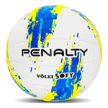 Imagem de Bola Vôlei Penalty Soft X Adulto Original, Branco, Azul, Amarelo