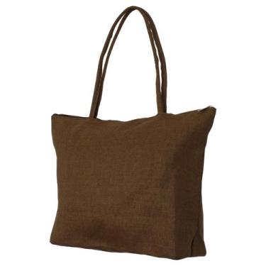 Imagem de Bolsa De Praia Piscina Feminina Palha Com Zíper Bolso Verão - Imporien