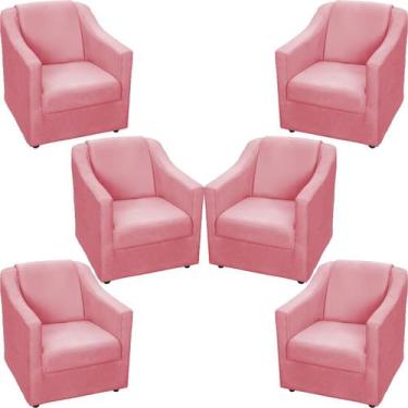 Imagem de Kit 6 Poltronas Decorativa Para Sala Recepção Manicure Barbearia Escri