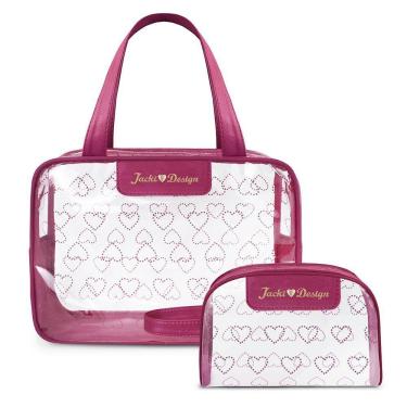 Imagem de Kit Bolsa E Nécessaire Transparente Love Vinho