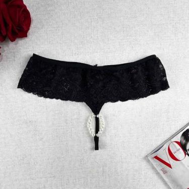 Imagem de Calcinha Pérolas Rendada Sensual Abertura Sexy Promo Oferta - Like4you