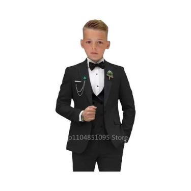 Imagem de Terno Slim Fit Verde Matcha Para Meninos, 3 Peças, Com Lapela Pontiagu