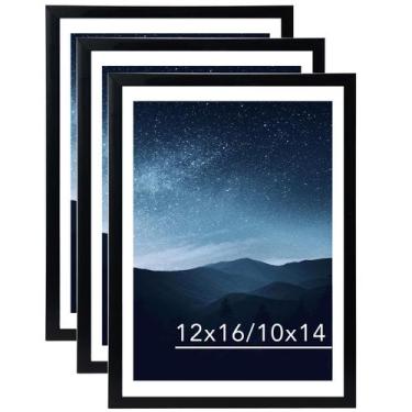 Imagem de Conjunto de molduras para fotos JCJMY Black 12x16cm com 10x14cm Mat x3