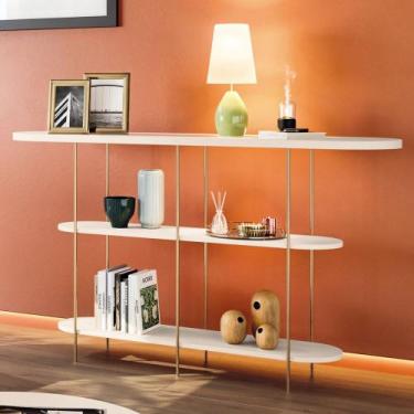 Imagem de Aparador de Sala com Prateleiras Pé Metal Infinity Off White - HB Móve