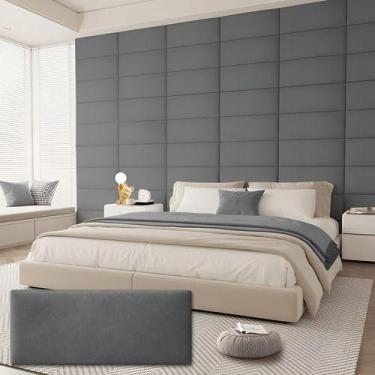 Imagem de Cabeceira 14 Placas Size Moderna Estofada Painel Autocolante - - Soft 