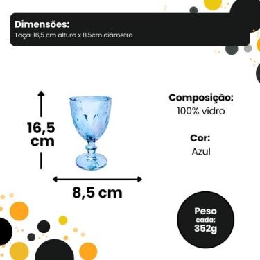 Imagem de Conjunto 6 Taças de Vidro Azul Milbani 330ml - FRATELLI