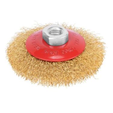 Imagem de Escova circular ondulada aco carbono rosca m14 100mm 1pc mtx