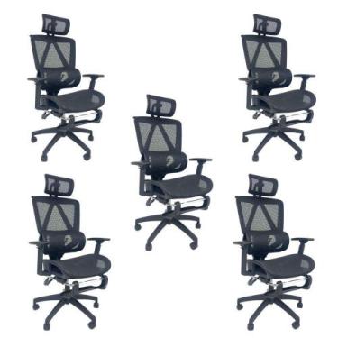 Imagem de Kit 5 Cadeiras de Escritório Presidente Executiva Oficial Titan Preto 
