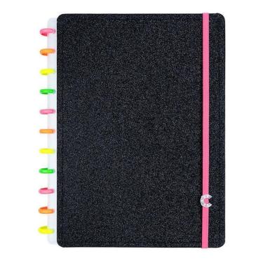 Imagem de Caderno Inteligente Lets Glitter Neon Black Grande 80 Folhas CIGD4145 Preto - CI