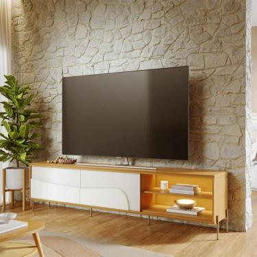 Imagem de Rack para TV Até 75 Polegadas Amalfi 2 Portas 1 Prateleira com Led Naturalle/Off White Matte - Colibri