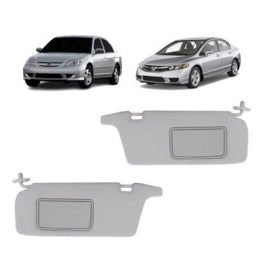 Imagem de Par Quebra Sol Cinza com Espelho Honda Civic 2001 a 2007 Newtec Nt2500