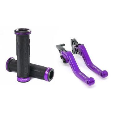 Imagem de Kit Manete E Manopla Esportivo Spider Stark Pcx 150 - NoBrand, Roxo