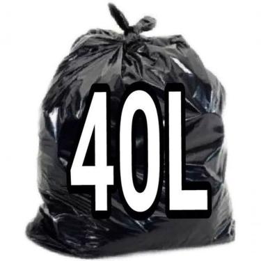 Imagem de Saco para Lixo 40 Litros Resistente Parede Dupla para Resíduos Normais 45cm X 52cm Pret...