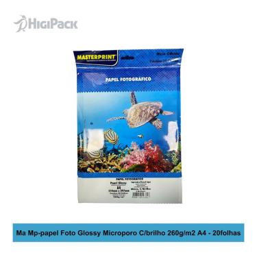Imagem de Ma Mp-papel Foto Glossy Microporo C-brilho 260g-m2 A4 - 20fo Branco