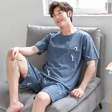 Imagem de Pijama Masculino Listrado Com Estampa De Urso Tamanho Grande, Conjunto