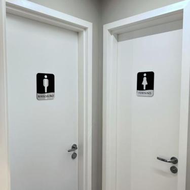 Imagem de Kit Placas de Identificação de Banheiros Feminino e Masculino - Acríli