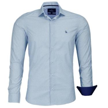 Imagem de Camisa Social Masculina Amil Manga Longa Estampada Slim Sem Bolso 100%