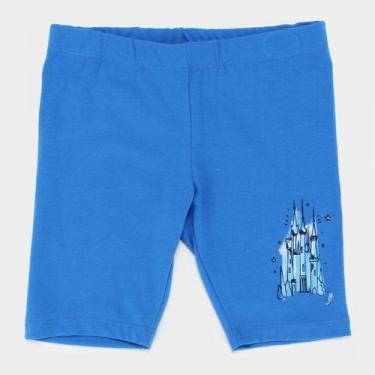Imagem de Short Infantil Disney Cinderela Castelo Feminino, Azul, 4A