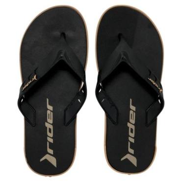 Imagem de Chinelo Masculino de Dedo Casual Moderno RW II Rider, Bege, Preto, 40