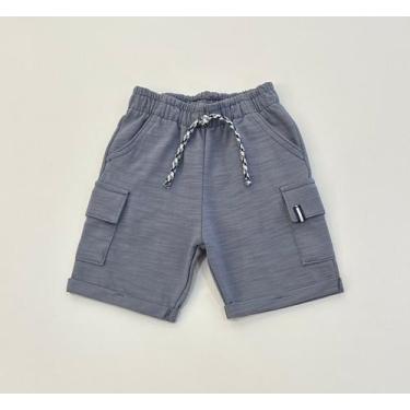 Imagem de Bermuda Infantil Milon Cargo Cinza com Bolsos Laterais Conforto Moda K