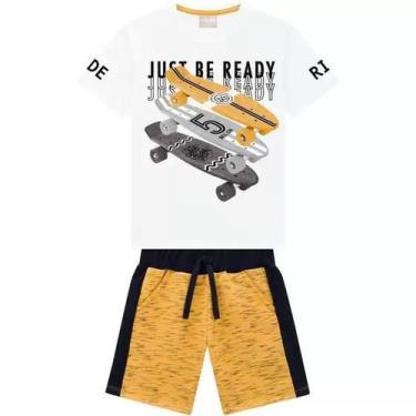 Imagem de Roupa Conjunto Infantil Menino Camisa Manga Curta Estampa Skate + Berm