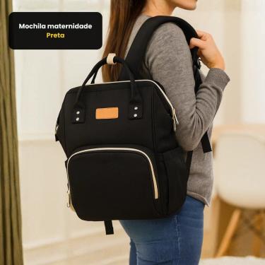 Imagem de Mochila Maternidade Lovely Baby para Passeios com Compartimentos Internos Preta Unik
